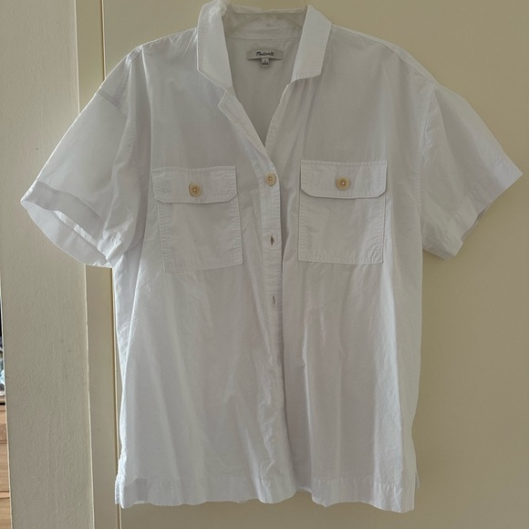 Madewell Signature Poplin Camp Shirt white button large - Picture 4 of 6
